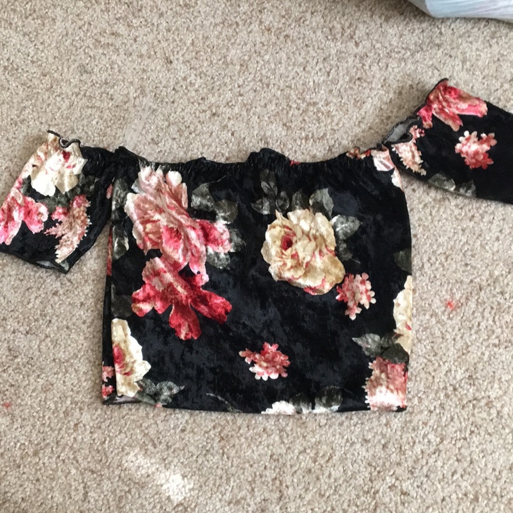 Velvet like off shoulder crop top size small